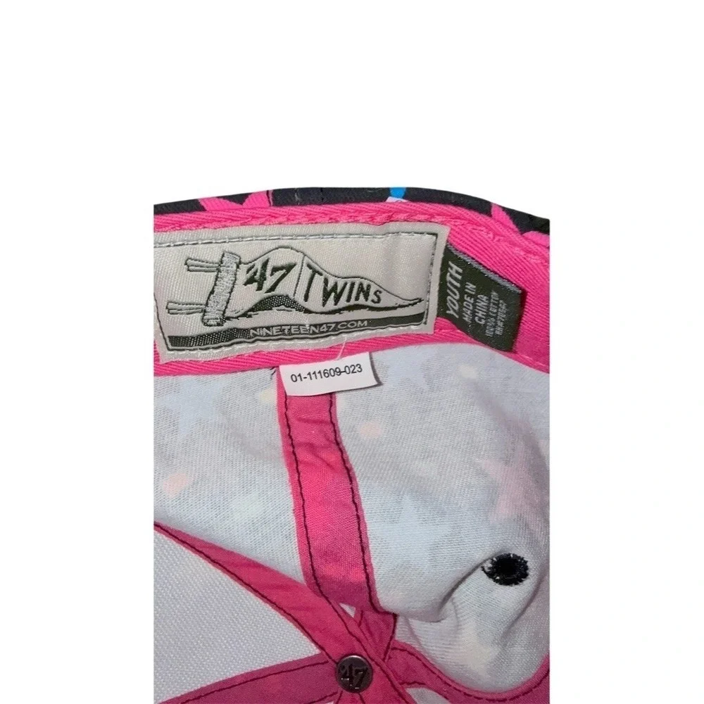 N47 Twins Youth Adjustable Baseball Cap‎ Stars Pink Brim Size M baseball hat